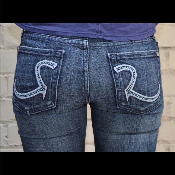 Rock & Republic Roth Radison Low Rise Y2K Inspired Rhinestone Bootcut Jeans 32 - Picture 6 of 15
